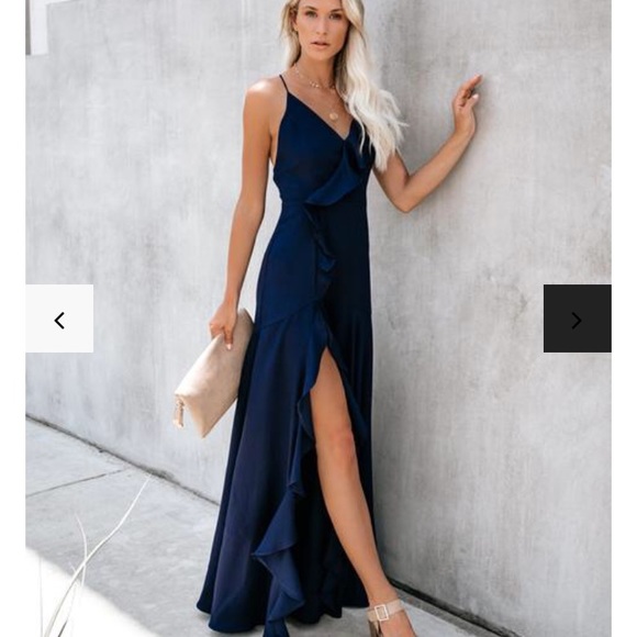 Vici Dresses & Skirts - Cool Waters Ruffle Gown in Navy